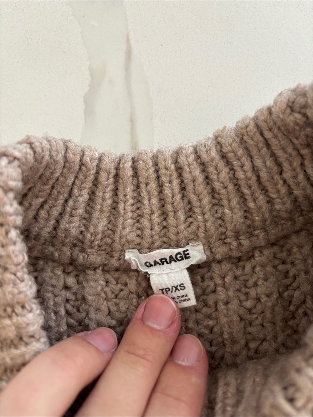 Garage Size XS Chunky Tan Cropped Sweater - Picture 2 of 3